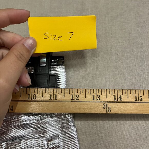 Art Class Girls' Silver High-Rise Baggy Metallic Denim Jeans Pants Button Fly - Picture 11 of 16